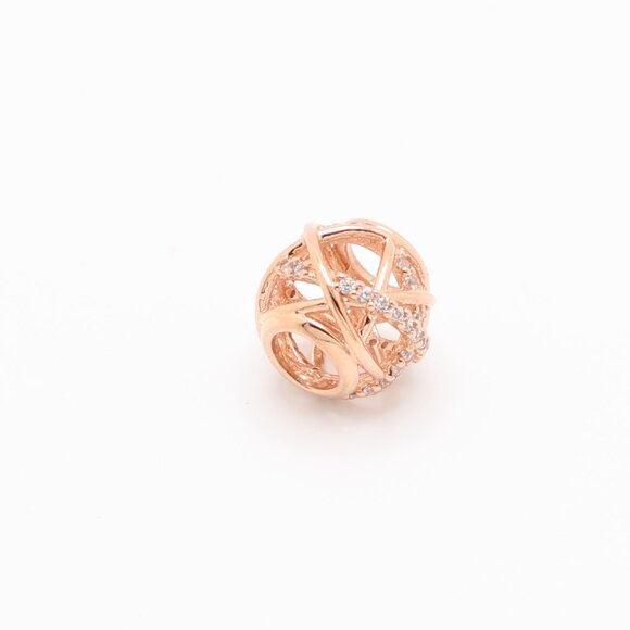 Pandora Moments Sterling Silver 14K Rose Gold Plated CZ Charm - Picture 3 of 6